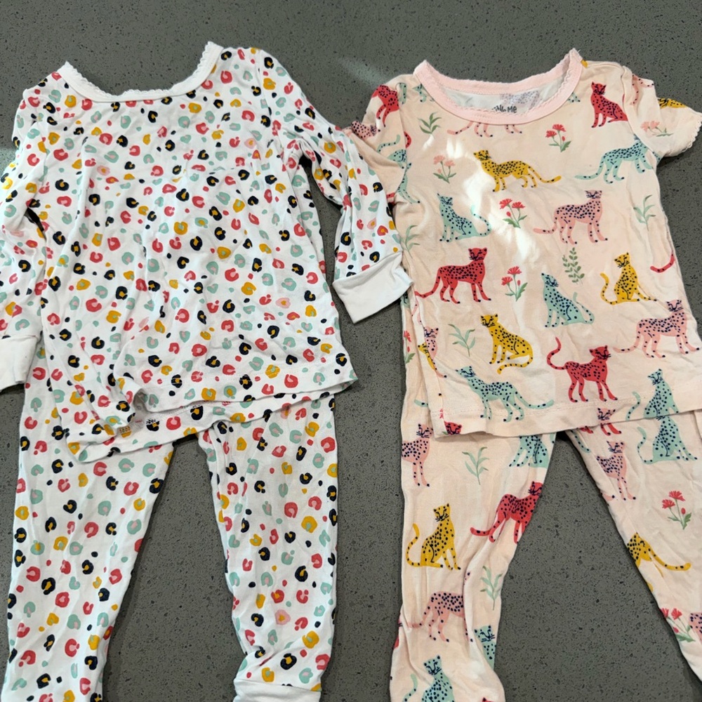 Little Me Bamboo Pajama Set - White and Pink Animal Print
